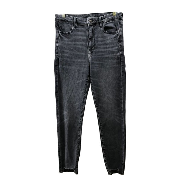 American Eagle Super Hi-Rise Jegging Womens 12 Washed Black Super Stretch - Picture 1 of 11